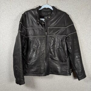 Leather Motorcycle Jacket Street Legal Performance Mens XL Black Biker Riding